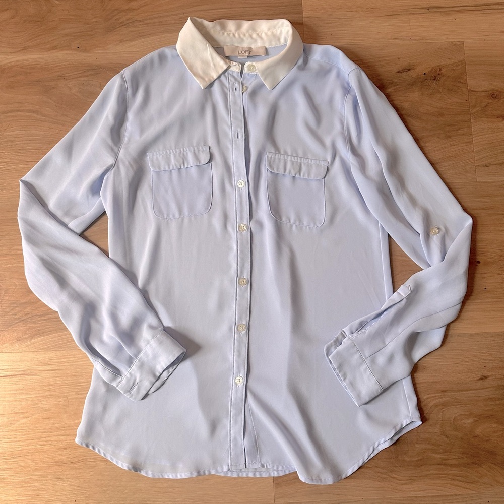 Loft Button Up Shirt with Contrast Collar